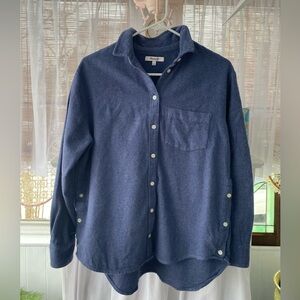 Madewell Blue Flannel Side Button Oversized Ex-Boyfriend Shirt